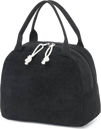 Bluboon Bolsa de almuerzo para mujeres y hombres, linda bolsa de almuerzo de pana, reutilizable, aislada, gran capacidad, reutilizable, aislada,