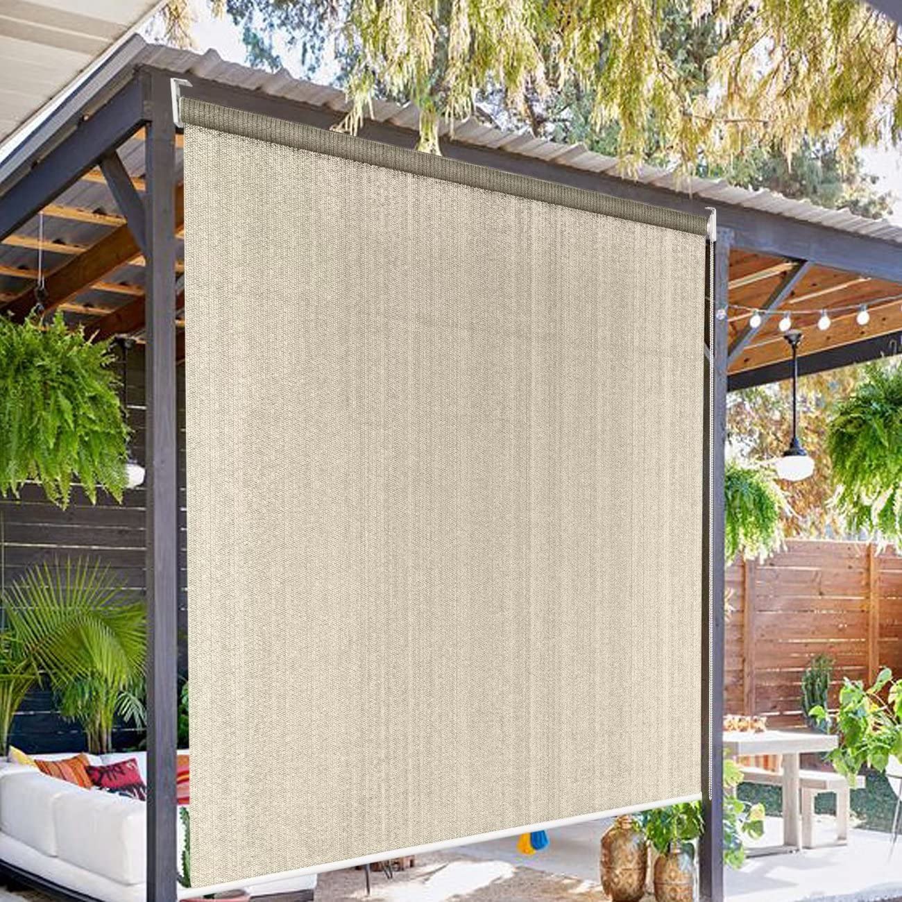 Lehood Outdoor Roller Shades, Roller Up Patio Shade Blinds for Deck