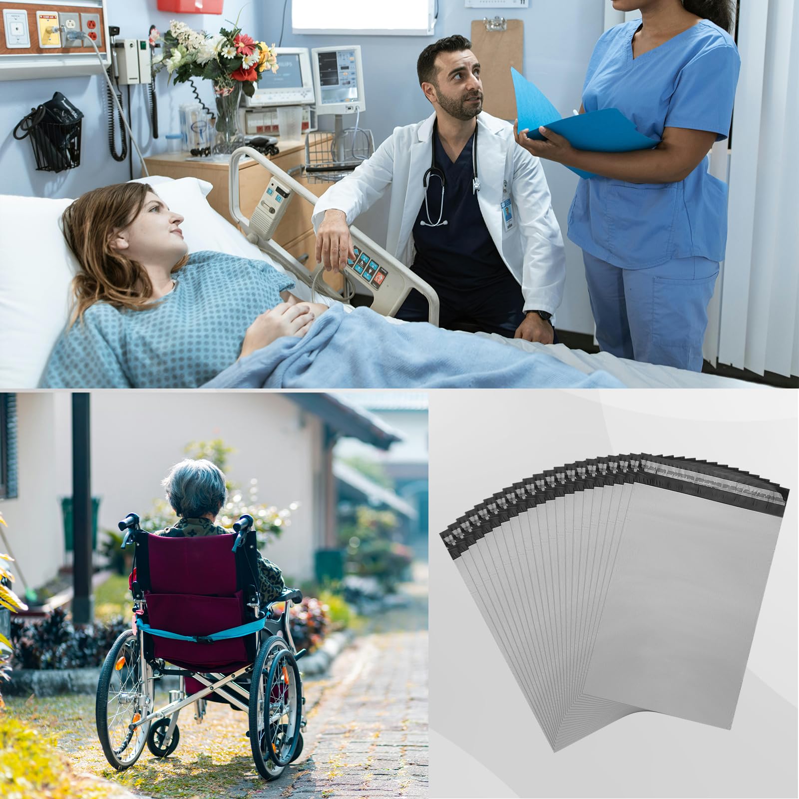 Xuezoioy 200 Pack Adult Diaper Disposal Bags, Gray Disposable Incontinence Pad bags 9.84 x 13.78inches Diapers for Diapers, Underwear and Personal Hygiene Products