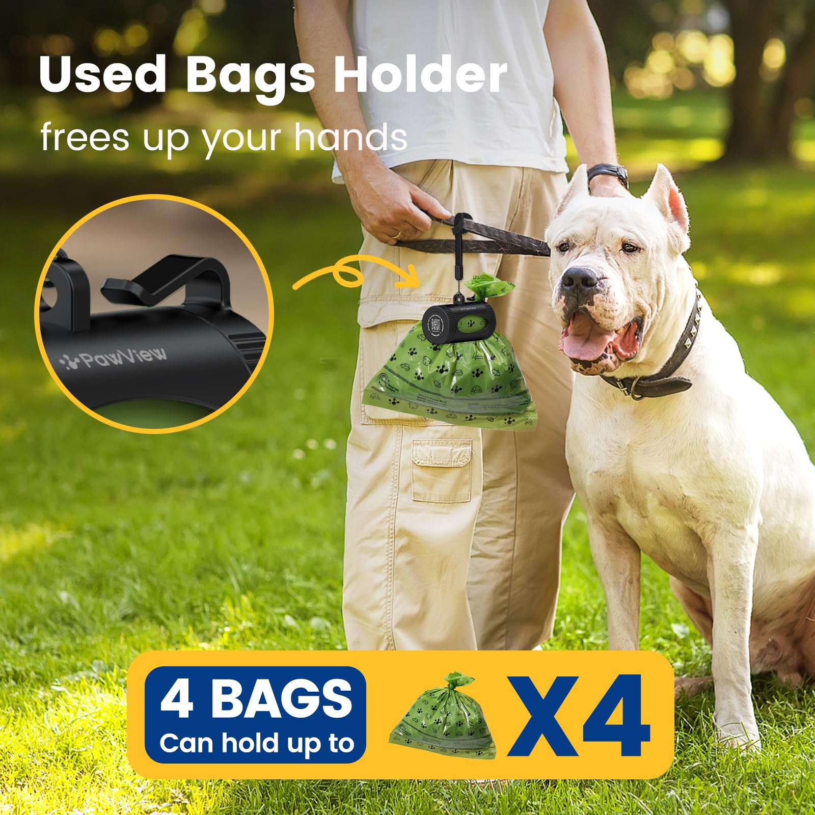 Smart Dog Poop Bag Holder with Built-In Hands-Free Hook for filled poop Bags Waterproof and Lightweight Dispenser - Image 2