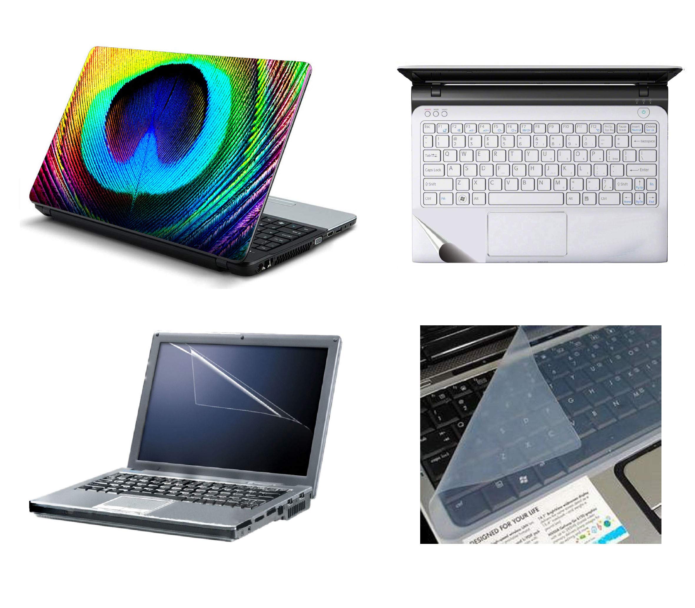Namo Arts 4in1 Laptop Accessories Combo Kit - 15.6 Inch Laptop Skins with Laptop Screen Protector, Keyboard Protector and Trackpad Skin for All Laptop- Notebook Peacock Feather (B074LV852P) Amazon Price History, Amazon Price Tracker