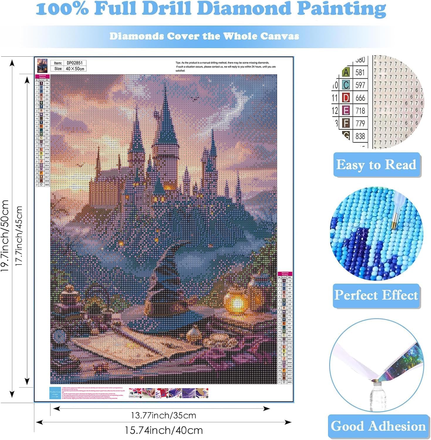 Magic Castle Diamond Art Kits for Adults,5D Magic Hat Full Round Drill Diamond Painting Kits for Adults Beginners,DIY Diamond Painting Gem Art Kits for Gift Home Wall Decor 16x20inch