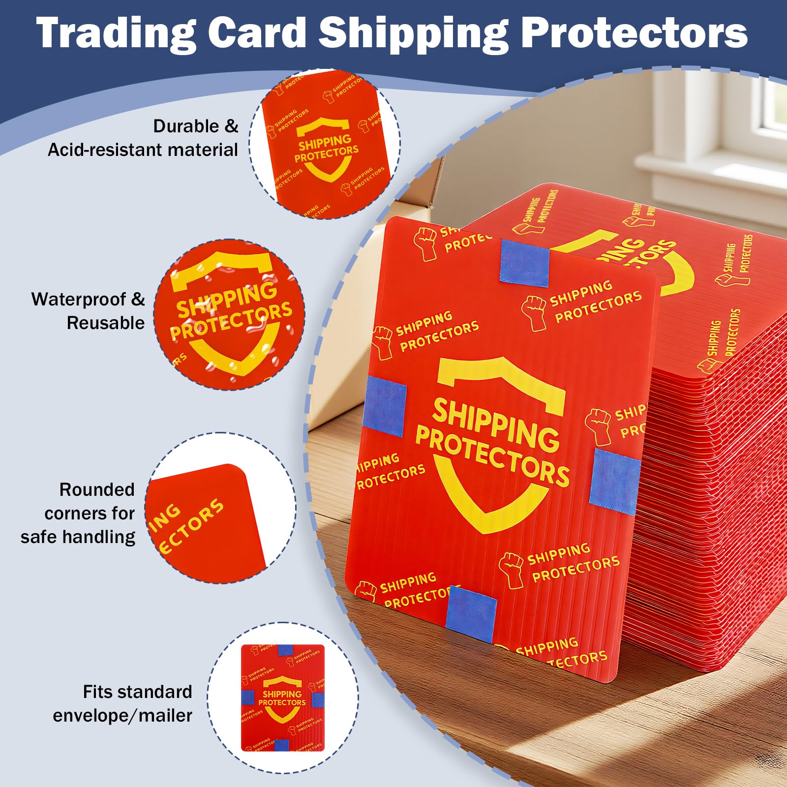 Lot de 510 protections d'expédition pour cartes à collectionner 8,9 x 11,4 cm avec 4 rouleaux de ruban adhésif, pochettes en plastique robuste pour expédition sûre, enveloppes prédécoupées