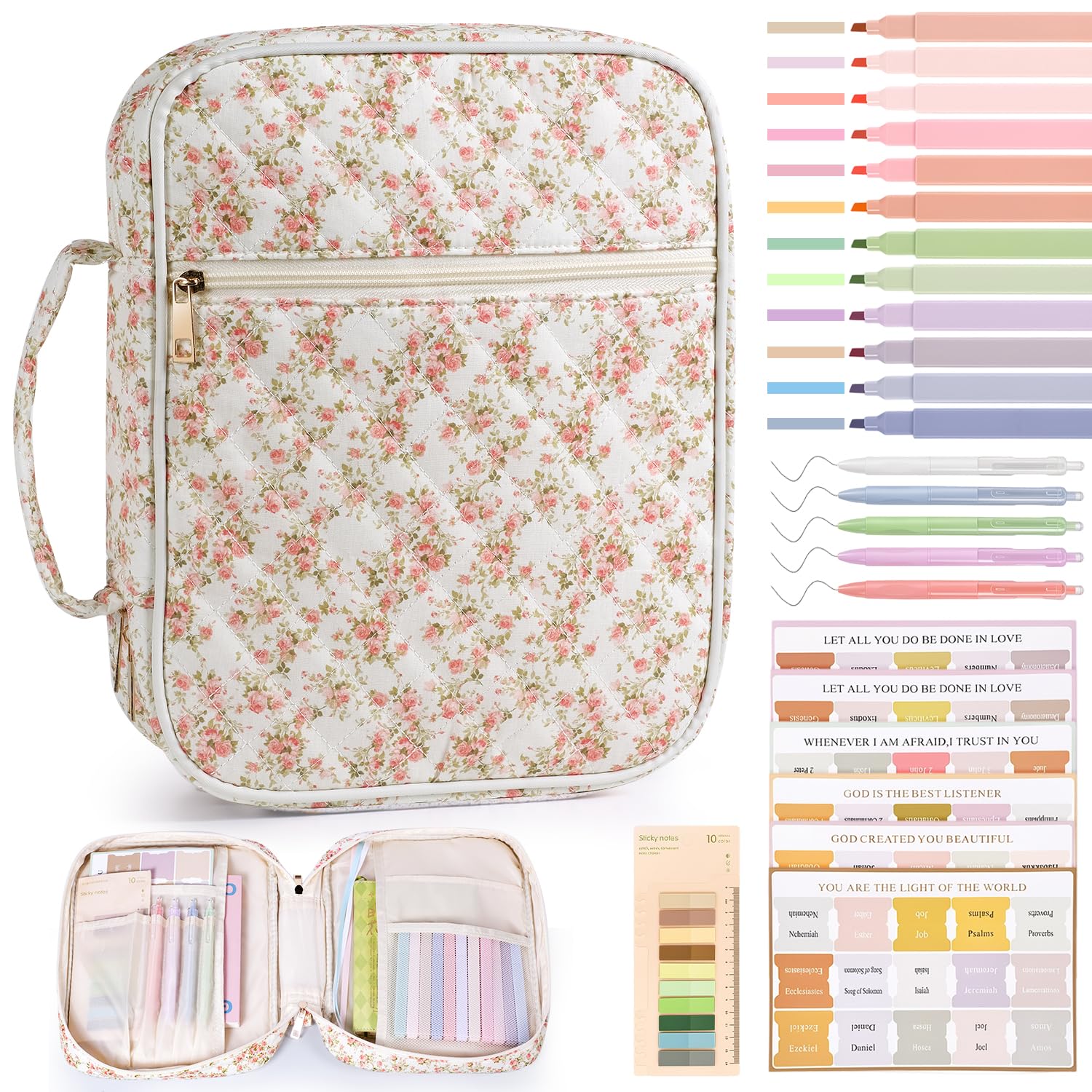 Bible Cover Case for Women Bible Bag w/Handles Bible Study Supplies