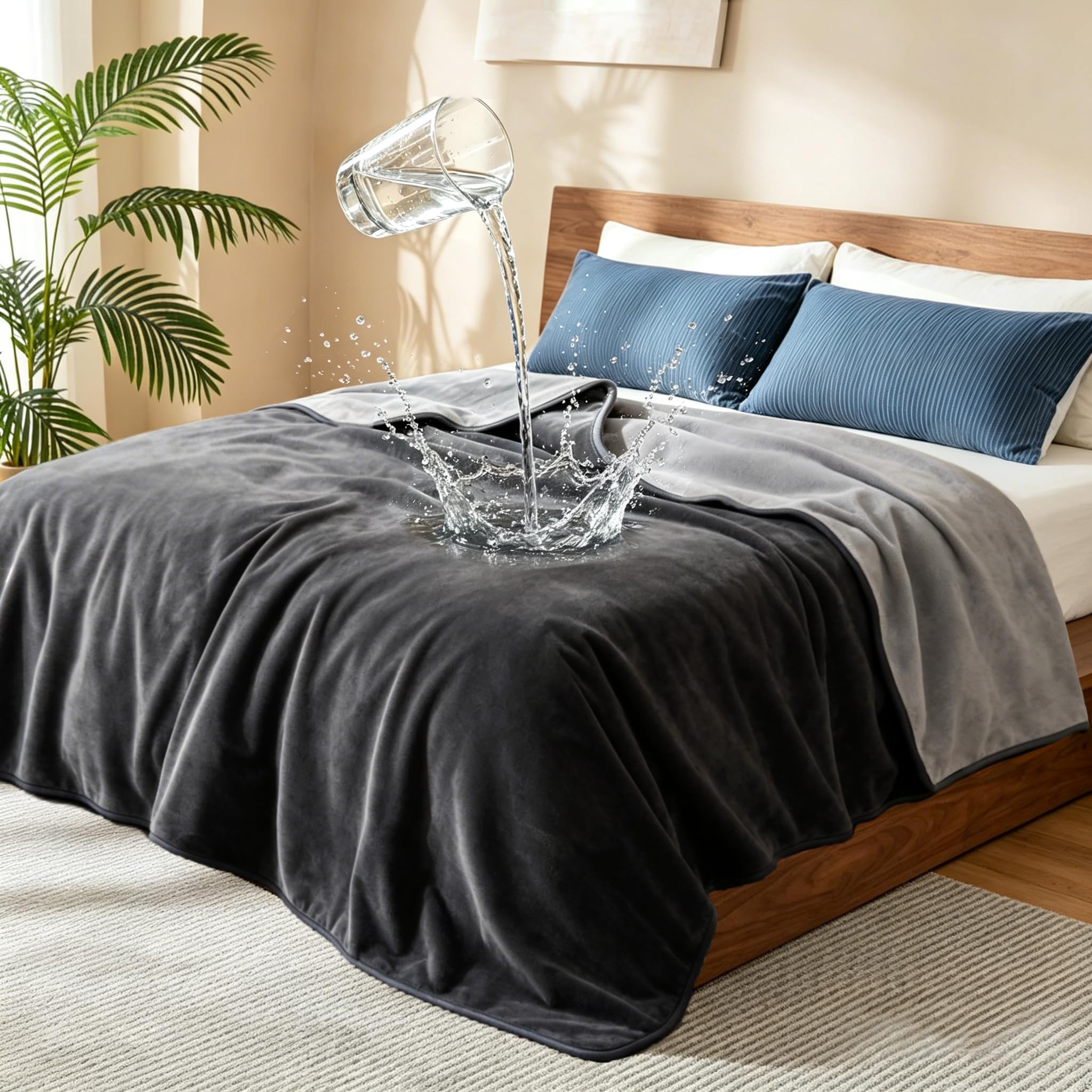 gogobunny Waterproof Blanket for Large Dogs, Soft Flannel Throw, 50x60