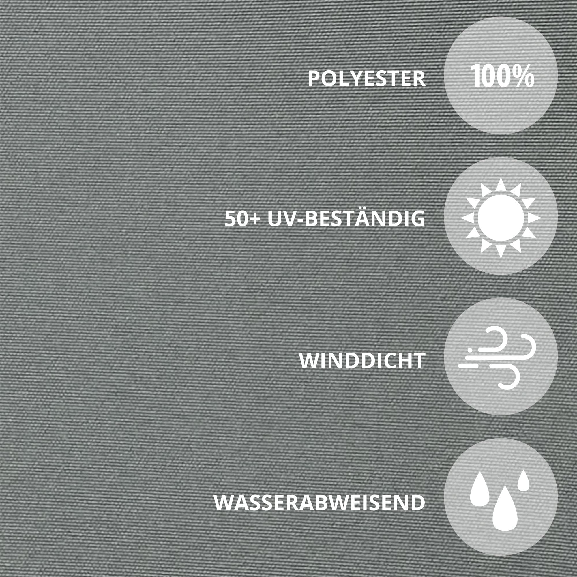 paramondo Außenrollo Senkrechtmarkise 2000 Balkonmarkise Balkonrollo Sonnenschutz, mit Kassette & Kurbelbedienung, 140 x 250 cm, Grau, Gestell Anthrazit
