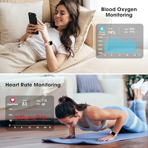 Miniatura 2 de Monitor de actividad física, reloj de fitness con oxígeno en sangre, monitor de presión arterial y frecuencia cardíaca, contador de calorías de