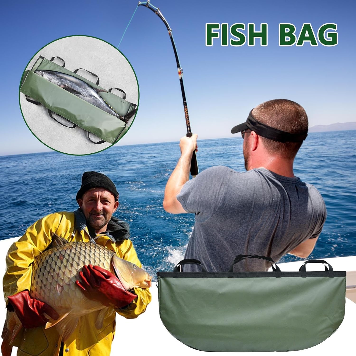 魚輸送コンテナ - 大型フィッシュバッグ、大容量フィッシュキャリングバッグ | ヘビーデューティーデザイン 防水バスコンテナ アウト