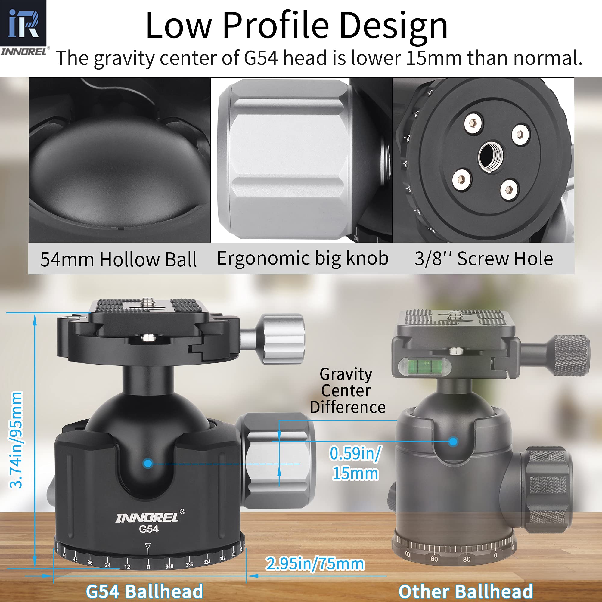 Low Profile TriPod Ball Head-innorel N36,panoramic Cnc Metal | Envío Gratis