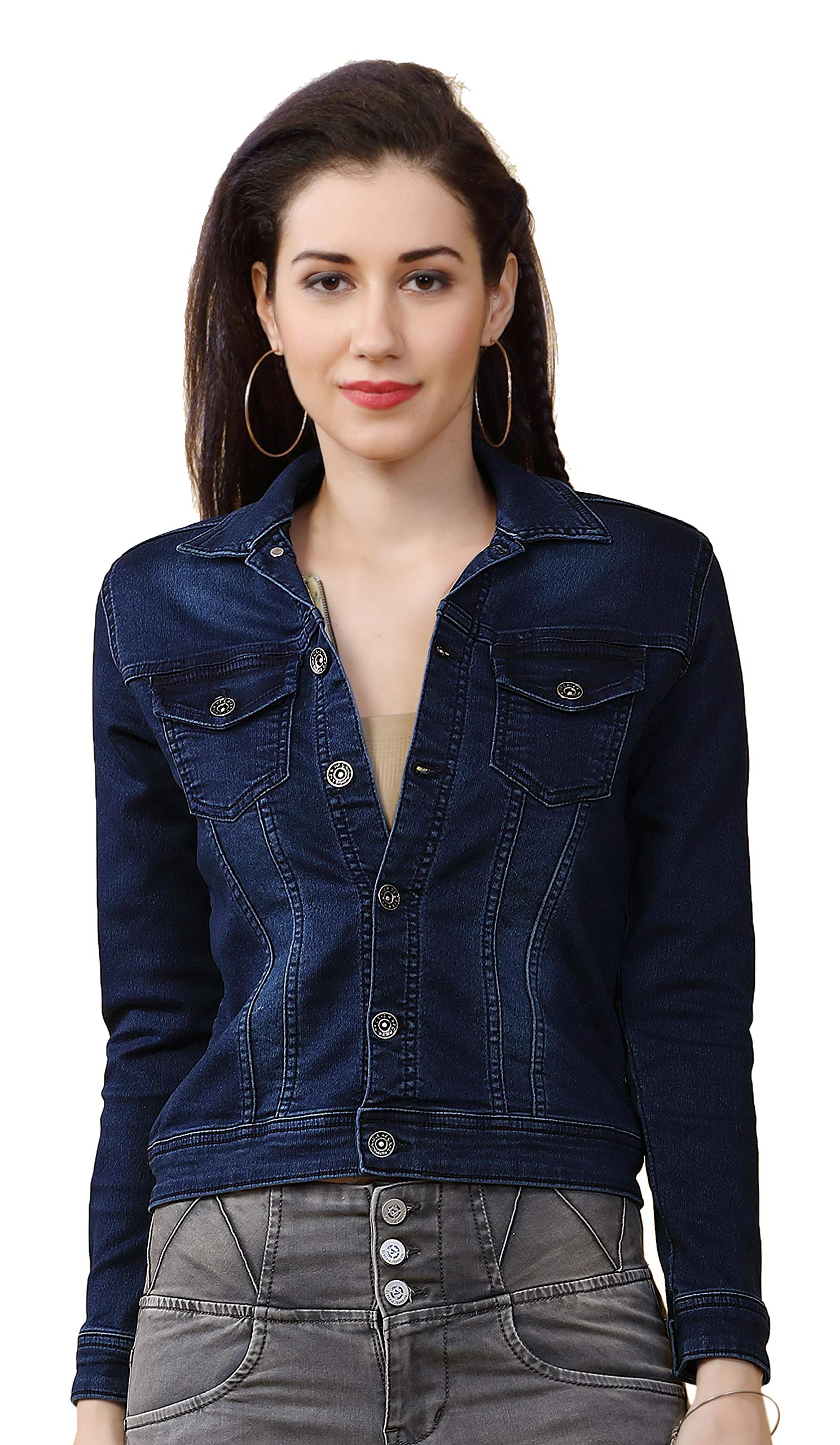 fck-3 Stretchable Denim Full Sleeve Solid Light Faded Two Pockets Jacket for Women-picture-42