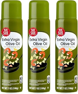 Extra Virgin Olive Oil Cooking Spray, 7 oz Can – Nonstick Olive Oil Spray for Cooking, Baking, Frying & Grilling, Convenient Kitchen Oil Spray for Pans, Skillets, Baking Sheets & Cookware (Pack of 3)