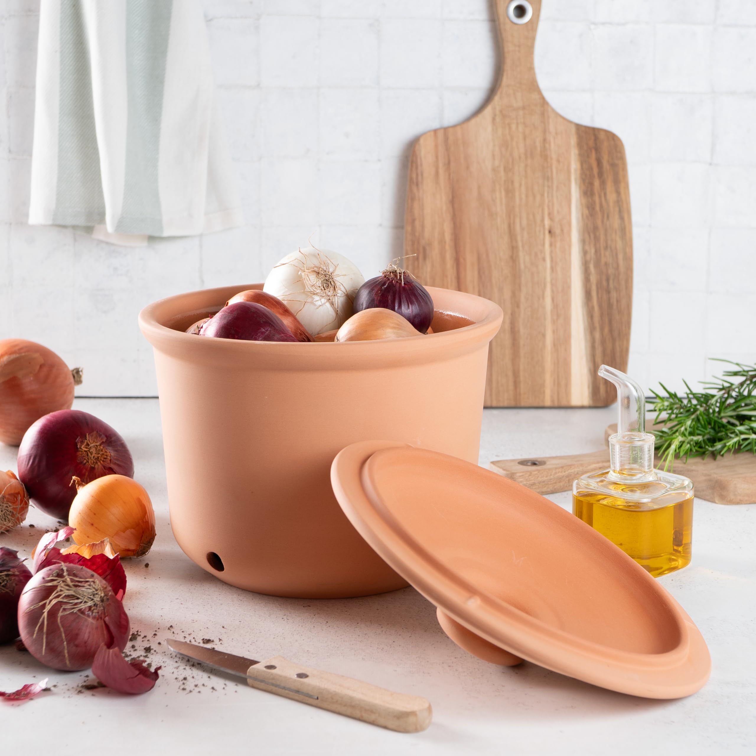 Römertopf Porta Cipolle in Ceramica 2,8 L Traspirante, Marrone