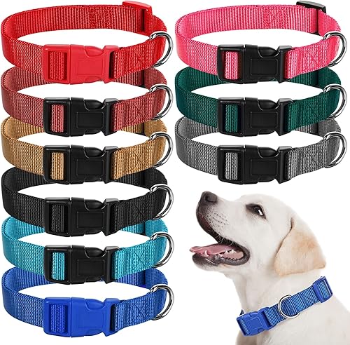 9 piezas de collar ajustable para perros medianos, collar de perro de nailon suave con hebilla de liberación rápida, collar de PET a granel para