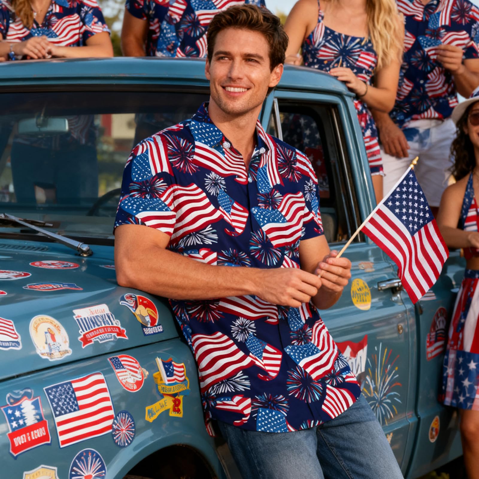 Fanient Camicia hawaiana da uomo estiva con stampa 3D casual a maniche corte abbottonatura grafica Aloha camicie eleganti