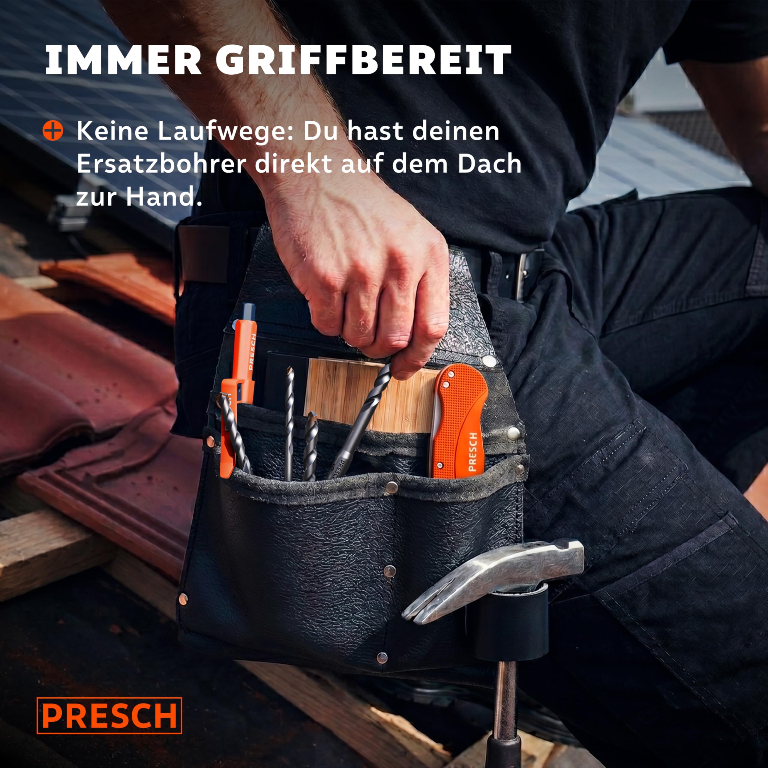 PRESCH Dachziegelbohrer 5mm (10 Stk.) – Rissfreie Bohrungen in härtesten Dachpfannen - Dachpfannenbohrer mit Sechskantschaft & Hartmetallspitze – Extrem robuste Fliesenbohrer, Steinbohrer etc.