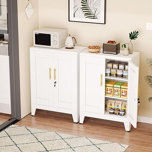 Miniatura 14 de Armario de almacenamiento de metal de 36 pulgadas de alto con cerradura, gabinete de bloqueo con 2 puertas y 2 estantes ajustables, gabinetes de