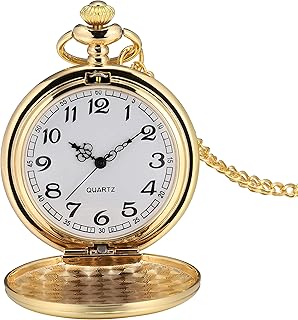 I-MART Smooth Vintage Pocket Watch with Chain (Gold)
