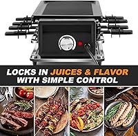 Vista 2 de CUSIMAX Raclette Grill Parrilla coreana de barbacoa, parrilla de mesa portátil con placa antiadherente, control de temperatura ajustable, parrilla