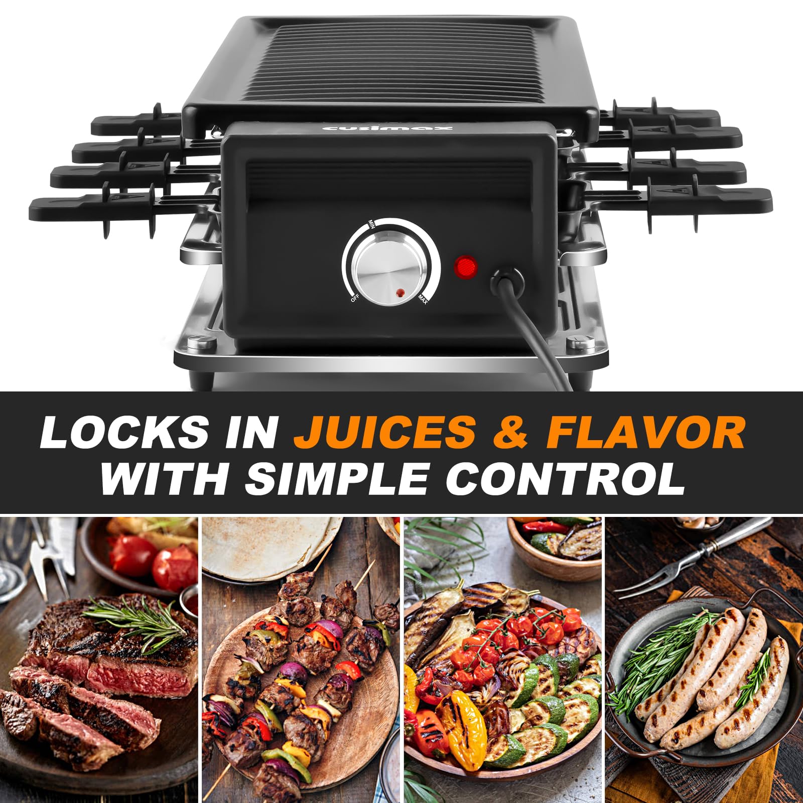 Raclette Grill - Parrilla coreana para barbacoa, parrilla de mesa de raclette portátil con placa antiadherente, control de temperatura ajustable, parrilla interior con asas de tacto fresco, 8 2