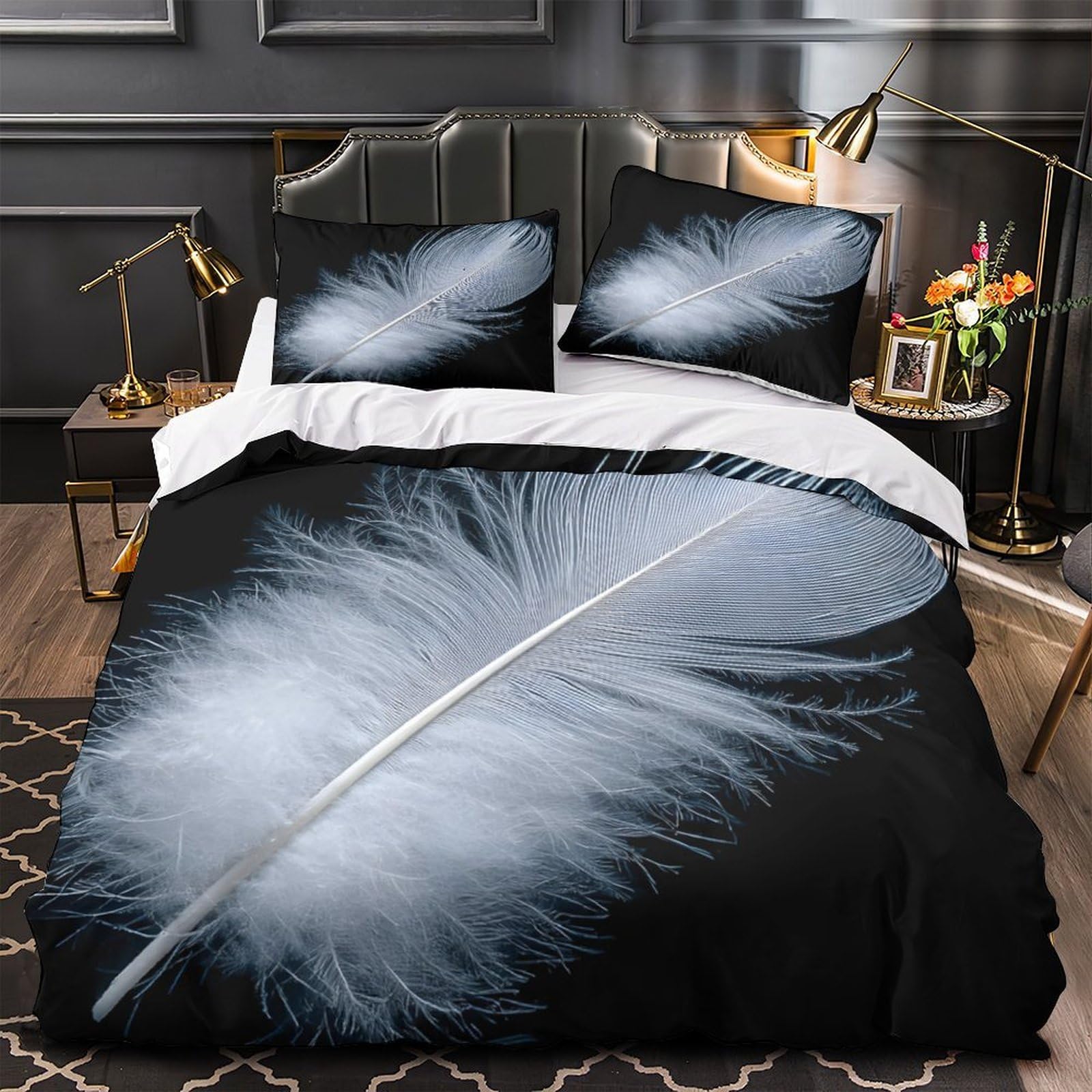 Parure de lit imprimé 3D canard blanc pour une chambre moderne et zen