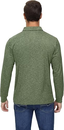 Miniatura 4 de MAGCOMSEN Polo de golf de manga larga para hombre, con cuello, casual, atlética, de secado rápido