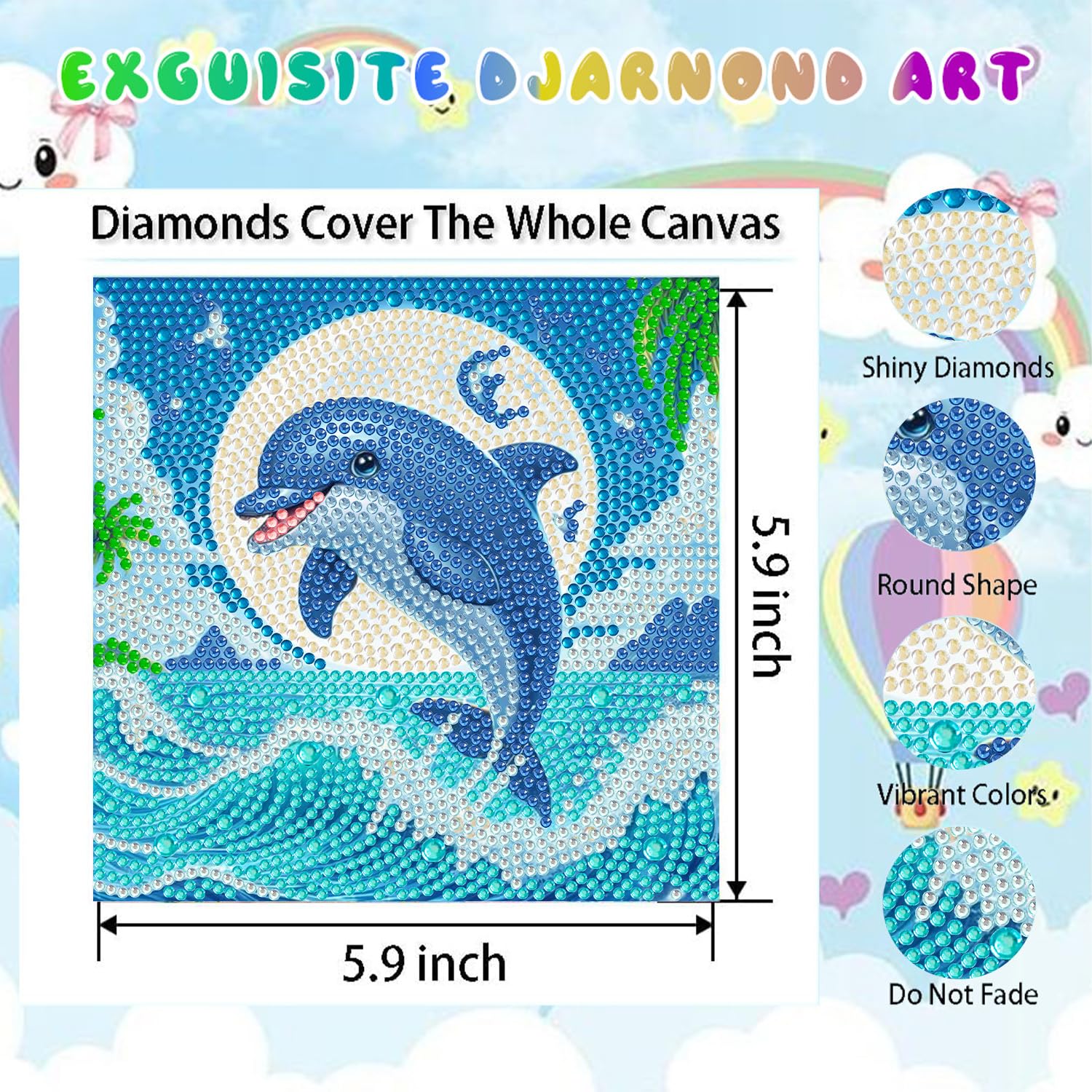 Amazon.com: WEMEON Dolphin Diamond Art Painting Kits for Kids with