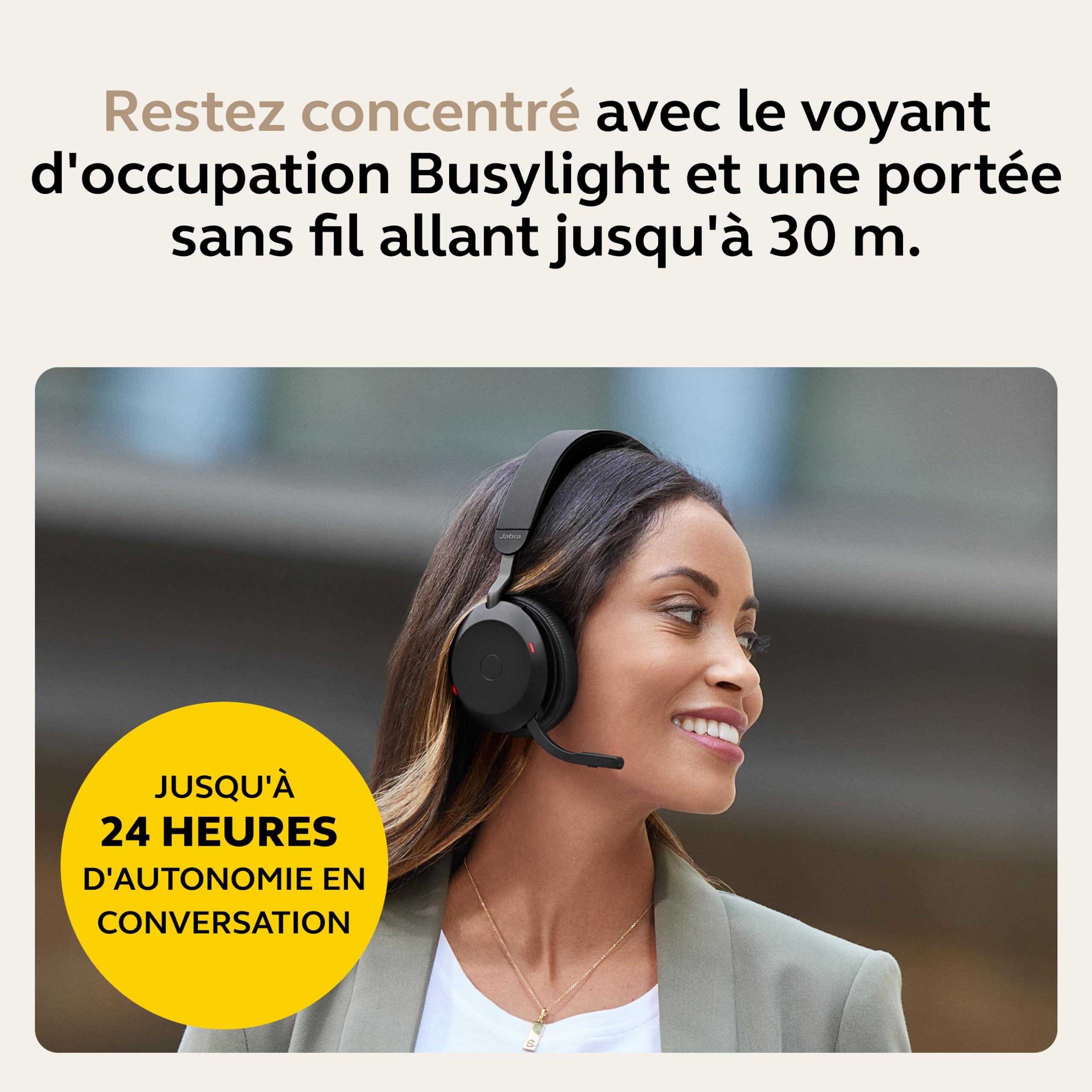 Jabra Evolve2 75, Casque Bluetooth Sans Fil, Technologie à 8 Microphones, Réduction Active du Bruit, Grand Confort, Adaptateur USB-A et compatibilité MS Teams, Batterie 36 h, Noir