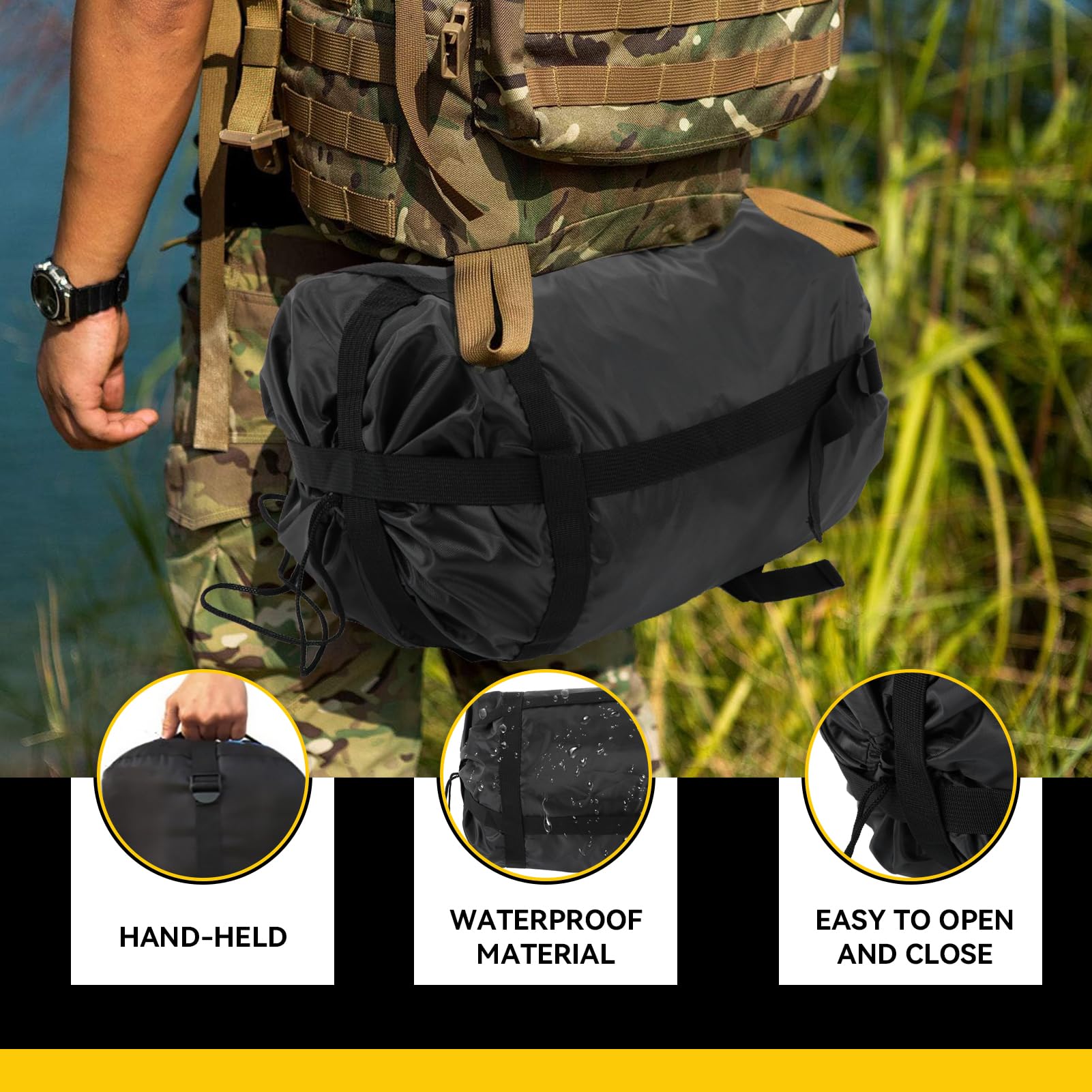 Cyrank Kompressionssack 2er Set - Schlafsack Packsack Nylon Wasserdicht Camping