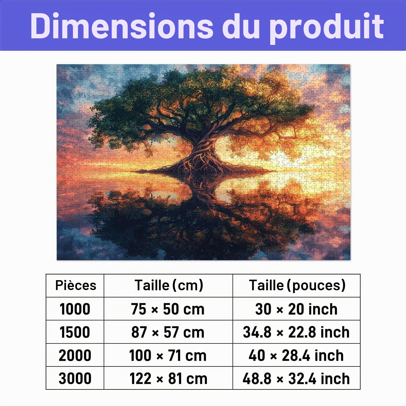 Puzzle 3000 Pièces, Puzzle 3000 Pièces Adultes en Bois, Bricolage Jeu Éducatif avec Boite Cadeau pour Adultes, Bois Épais et Résistant, Puzzles pour Décor, Cadeau Femme, Thème: Arbre de Vie, H-43