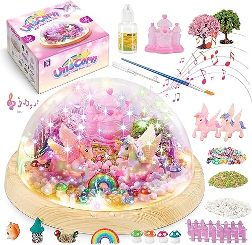 Diyfrety Haz tu propia luz nocturna de unicornio, kit de arte y manualidades de unicornio con música para niñas, manualidades de proyectos de luz