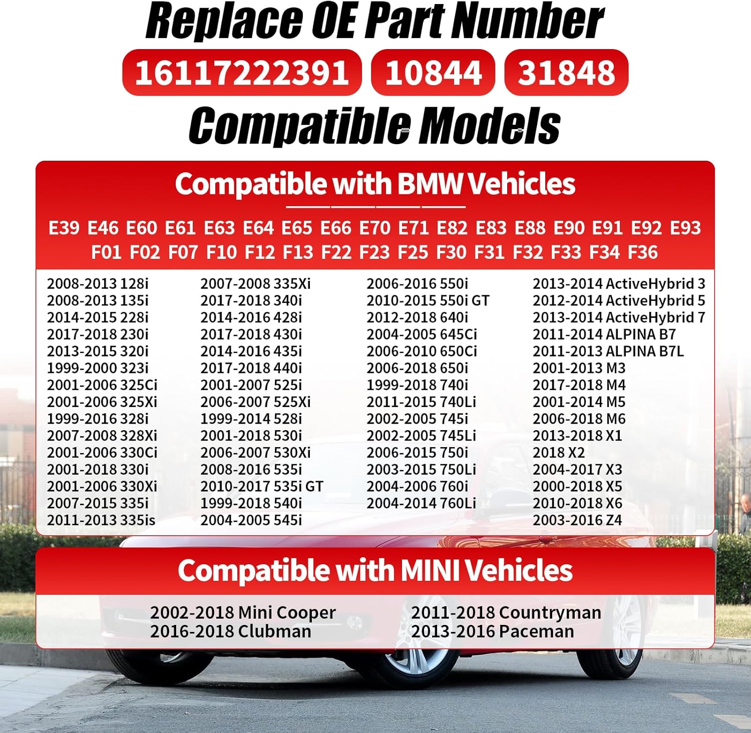 Gas Cap Compatible with X1 X2 X3 X4 X5 X6 128i 135i 228i 320i 323i 325i xi 328i 330i 335i 428i 525i 528i 530i 535i gt 645ci 650i 740i 745i 750i E39 E46 E60 E90 Z4 F01 F07 M3 M6 16117222391