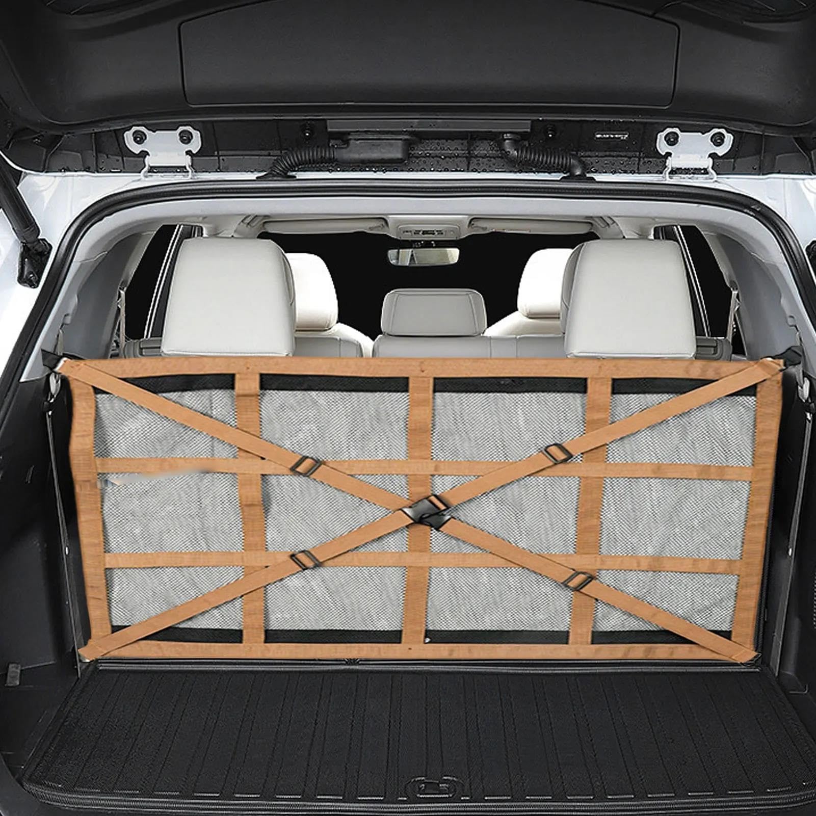 Doppellagiges Auto-Decken-Aufbewahrungsnetz Tasche Für Das Autodach Innenraum-Frachtnetz Atmungsaktive Netztasche Aufräumen des Innenraumzubehörs Autositz Ablagenetz(A Khaki L)