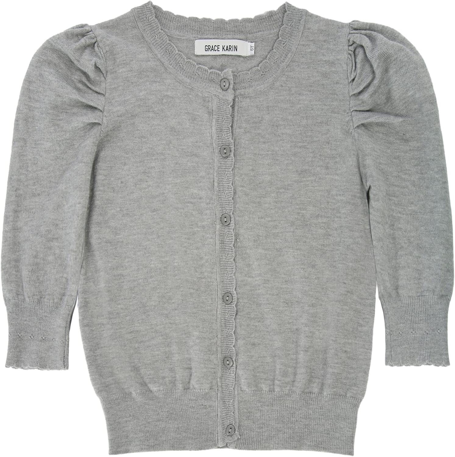 GRACE KARIN Girls 3/4 Puff Sleeve Button Sweater Uniform Cardigans: Clothing, Shoes & Jewelry