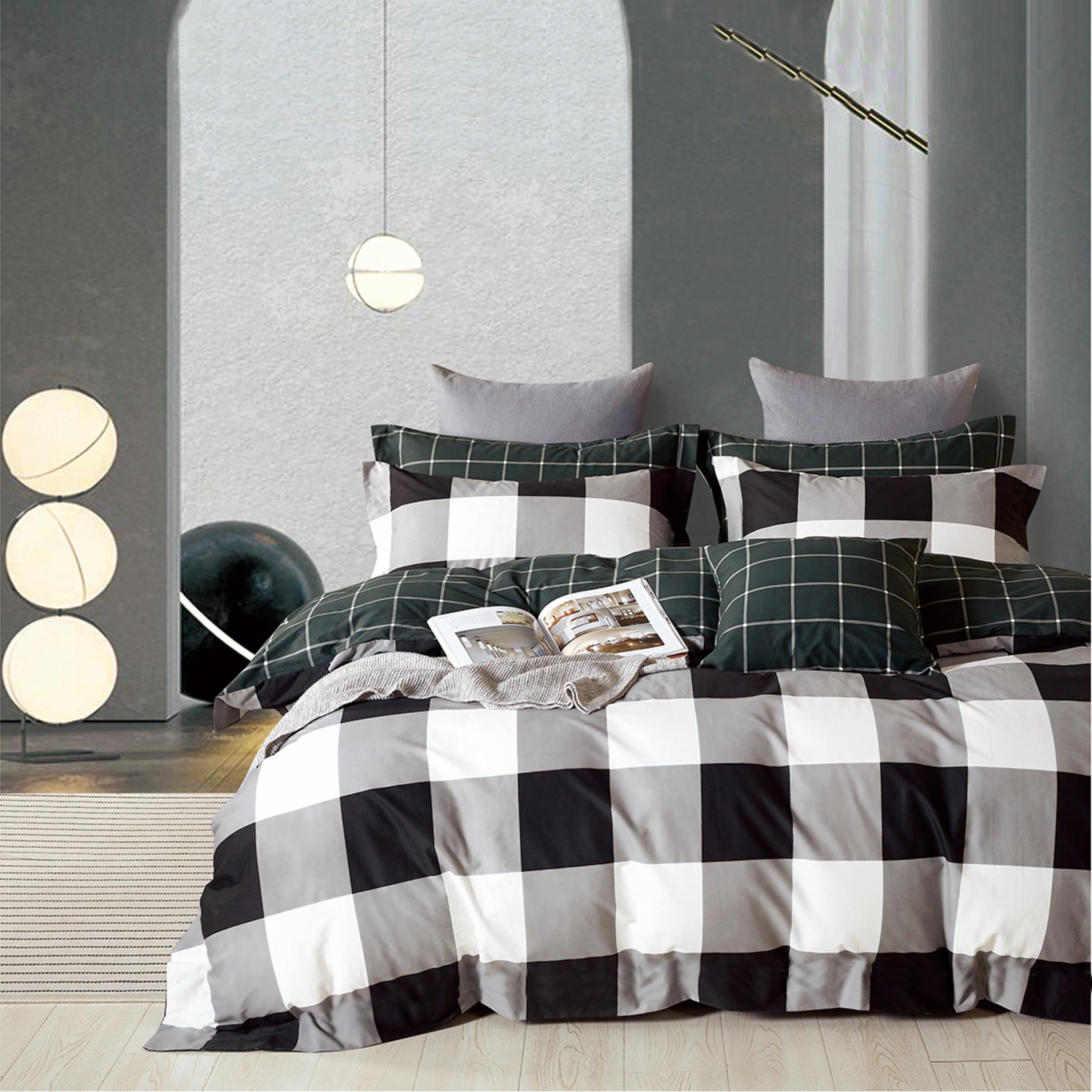 Parure De Lit 3 Pièces 100% Coton Fanny & Céline - Housse De Couette 240x220cm + 2 Taies Gris