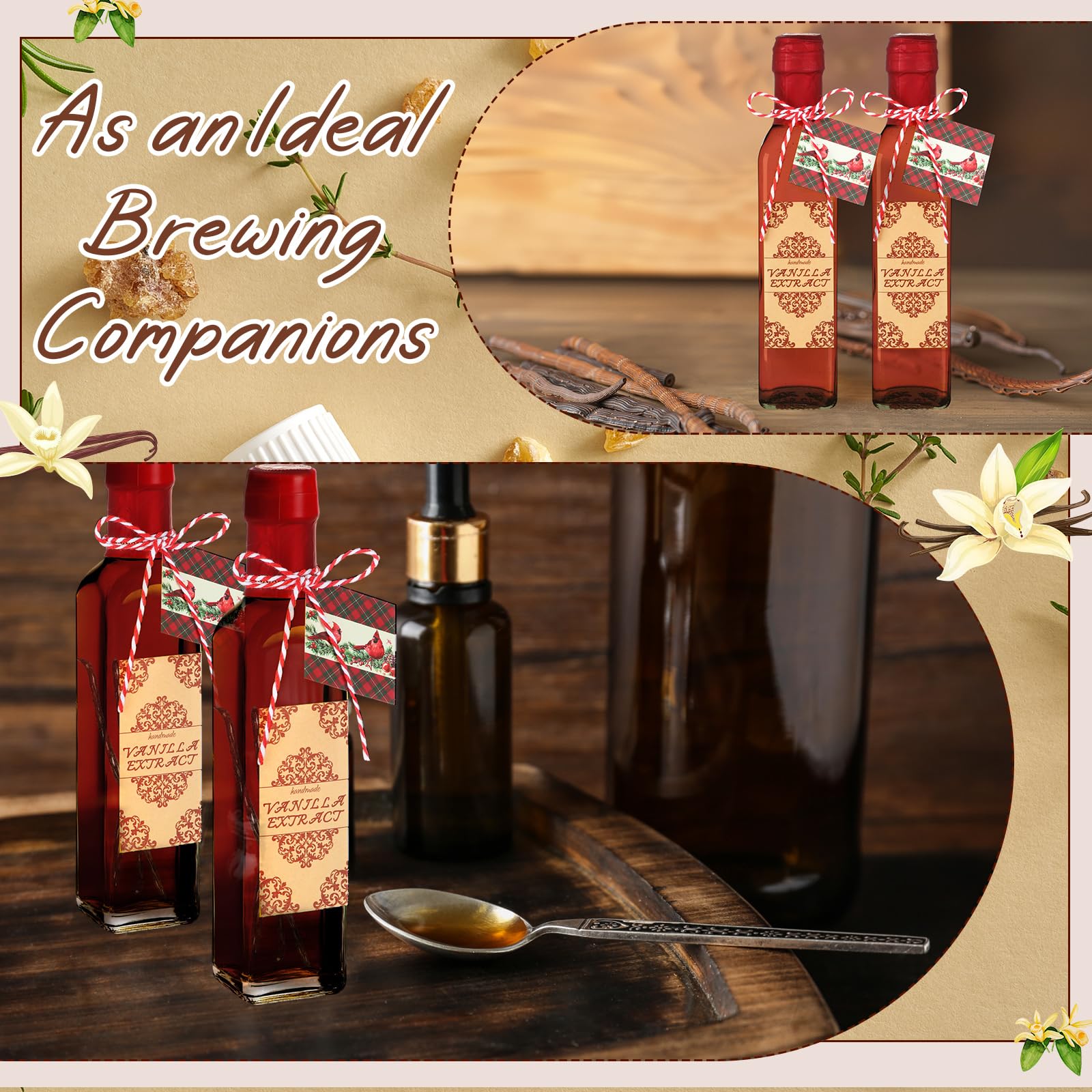 Tioncy Lot de 12 bouteilles d'extrait de vanille pour pot de vanille fait maison - 250 ml - Bouteille carrée pour sirop - Cadeaux avec bouchon rétractable - Étiquettes autocollantes - Sirop - Cadeau