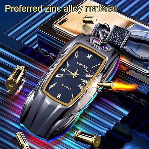 Miniatura 4 de Encendedor electrónico LED para automóvil deportivo, encendedor recargable por USB con esfera de cuarzo, encendedor de encendido delgado de alambre