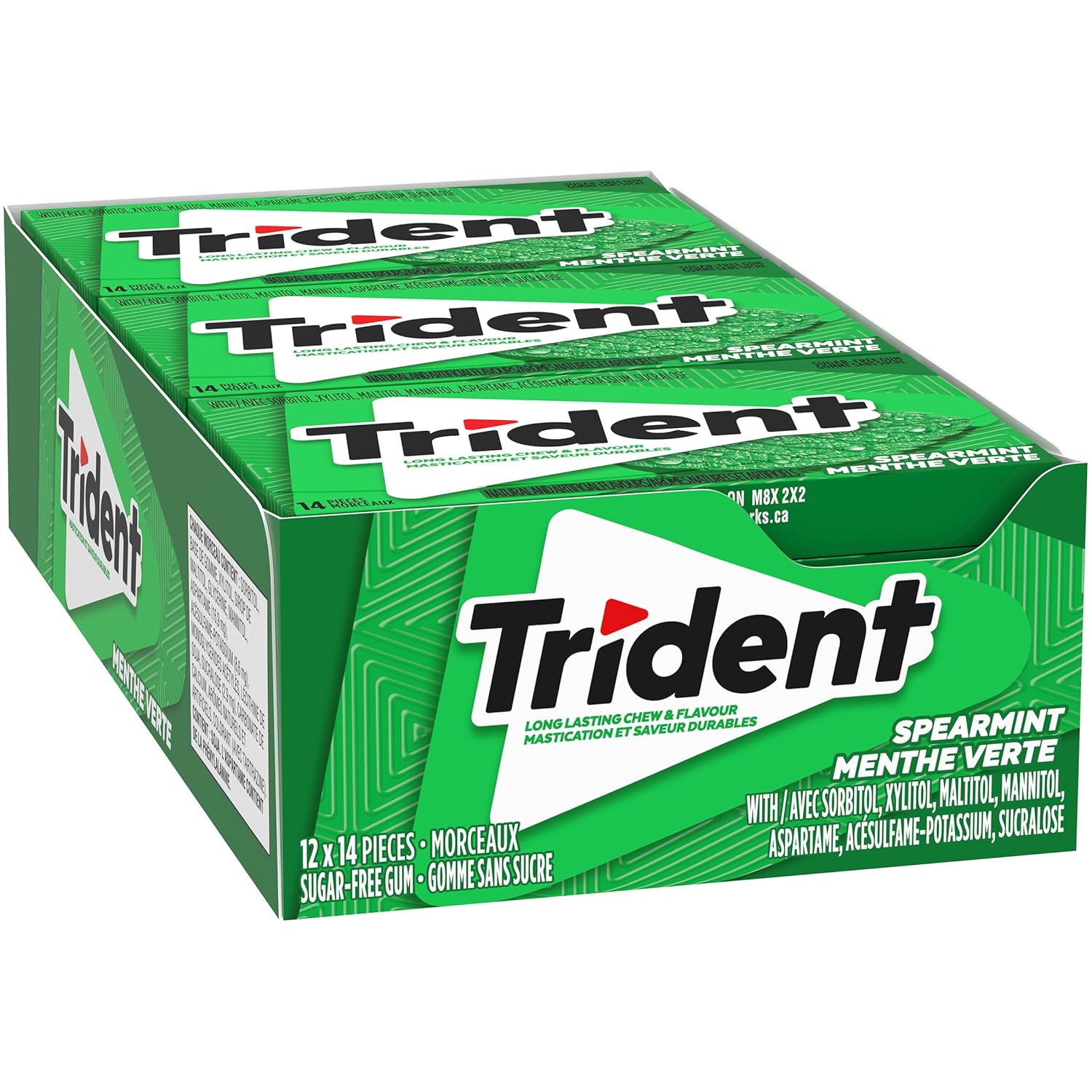 Trident Trident Sugarfree Gum, Spearmint, 12 Count