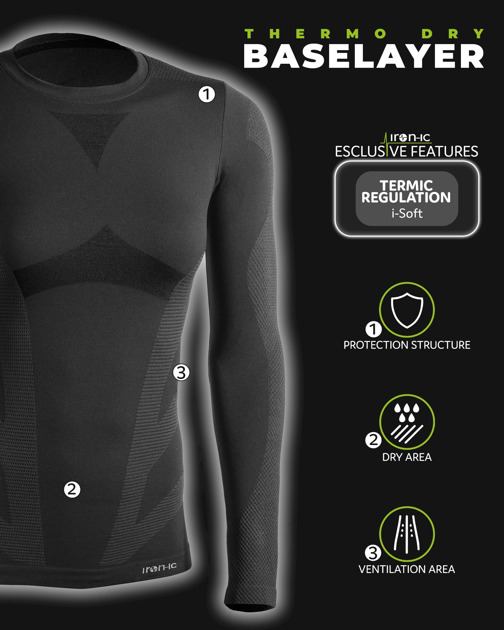 Iron ic - T-Shirt Femme Manches Longues Seamless Thermique et Respirante - Coupe Slim Performance - Art. 212531 (Blanc, M/L)