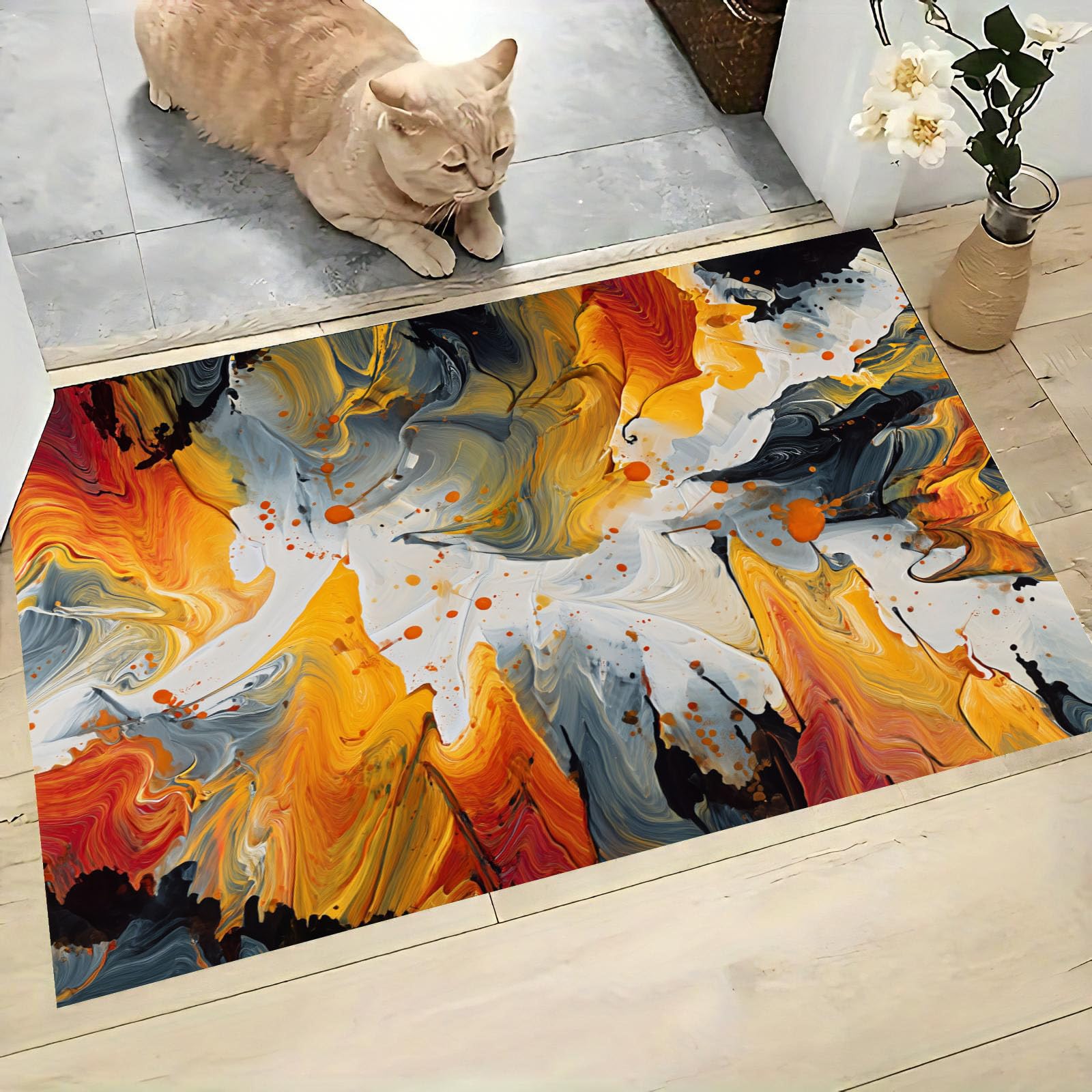 Tapis d'entrée intérieur 60x120 absorbant et lavable orange