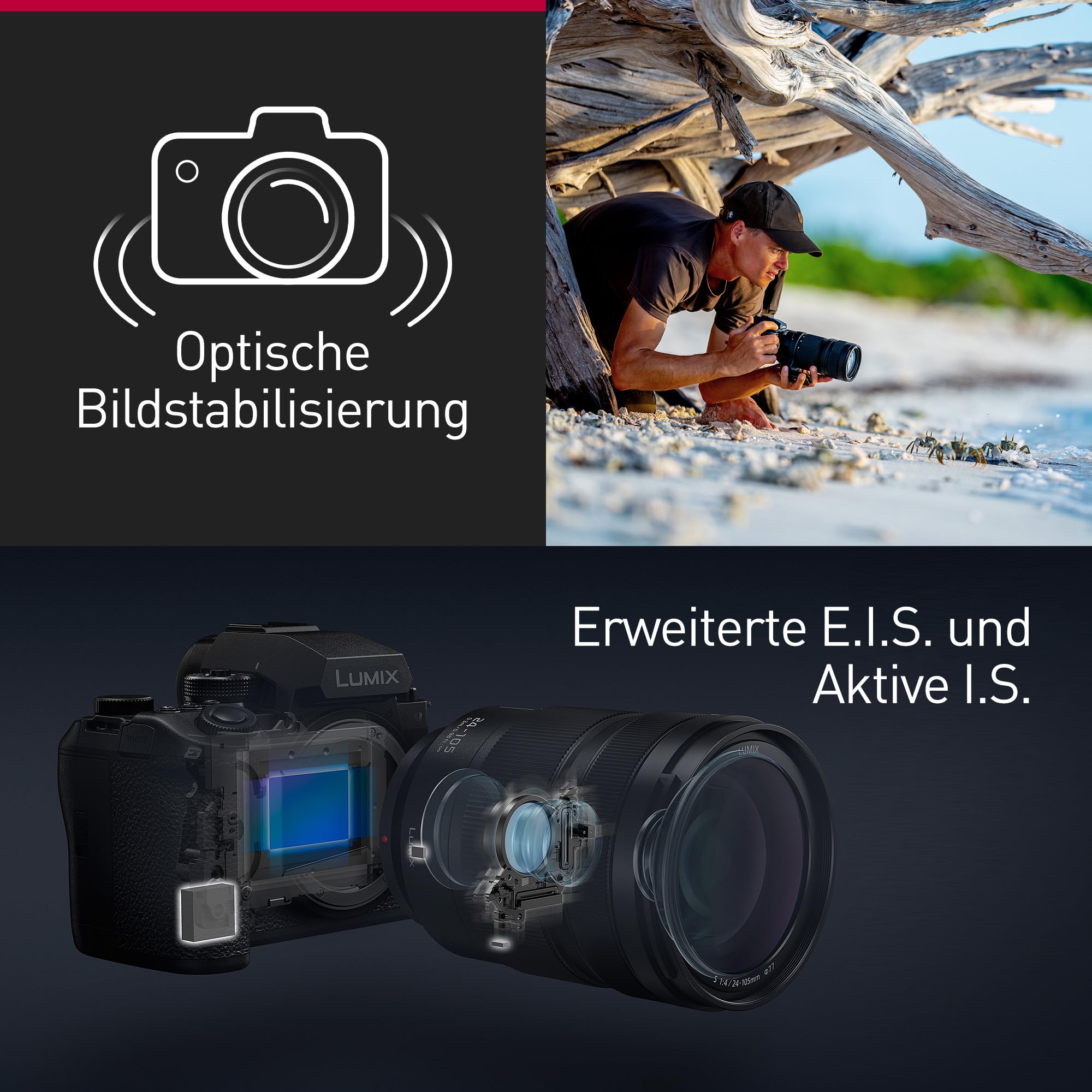 Panasonic LUMIX S1RII Vollformat-Systemkamera, 44,3MP Sensor, 8K Video, ProRes RAW, Phasen-Hybrid-AF, Dual is, 32-Bit Float Audio, 177MP Hochauflösungsmodus, OLED Sucher – Nur Gehäuse