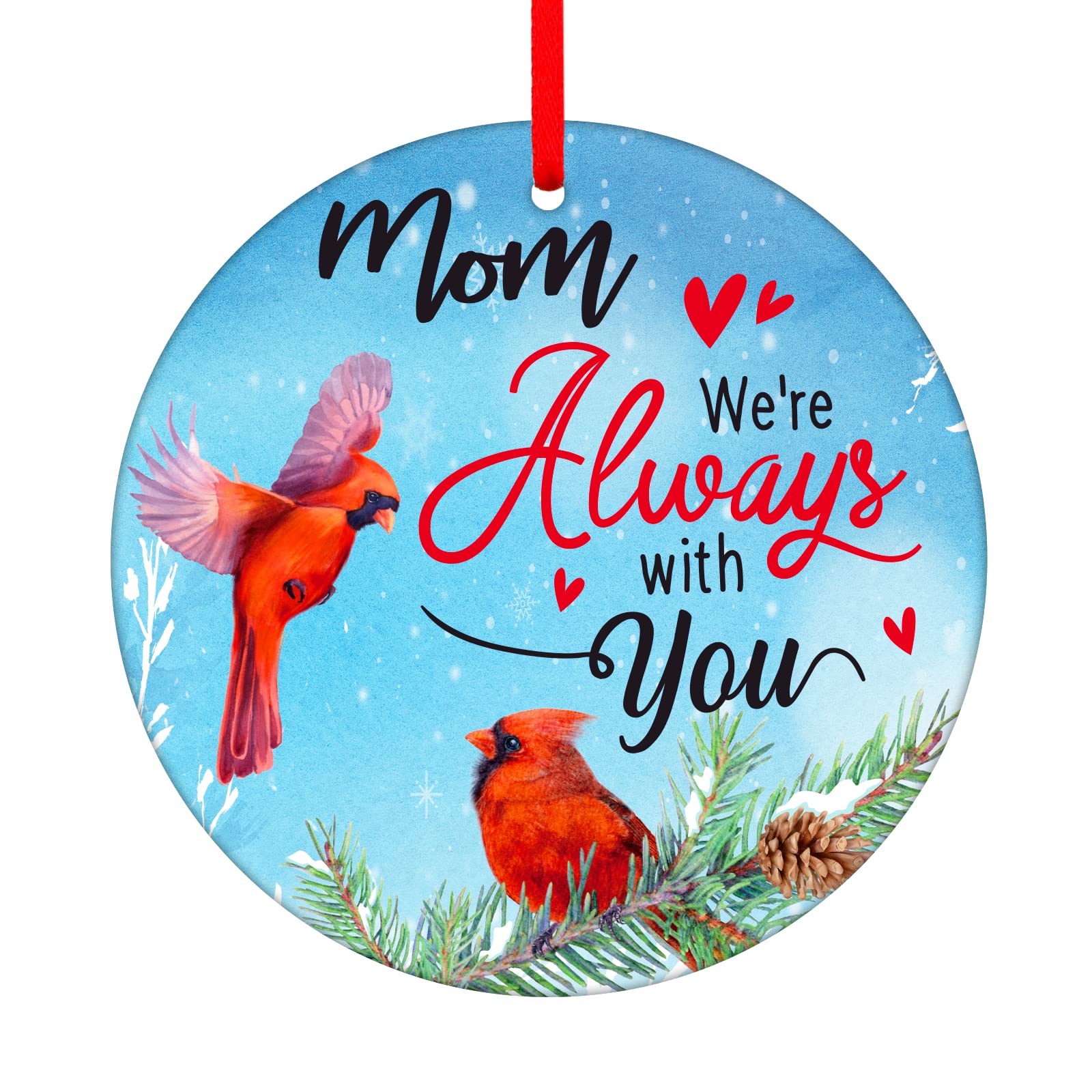 FaCraftMemorial Christmas Ornament Mom Christmas in Heaven Red Cardinal  Christmas Ornaments,in Memory of Loved One Ornaments for Christmas Tree