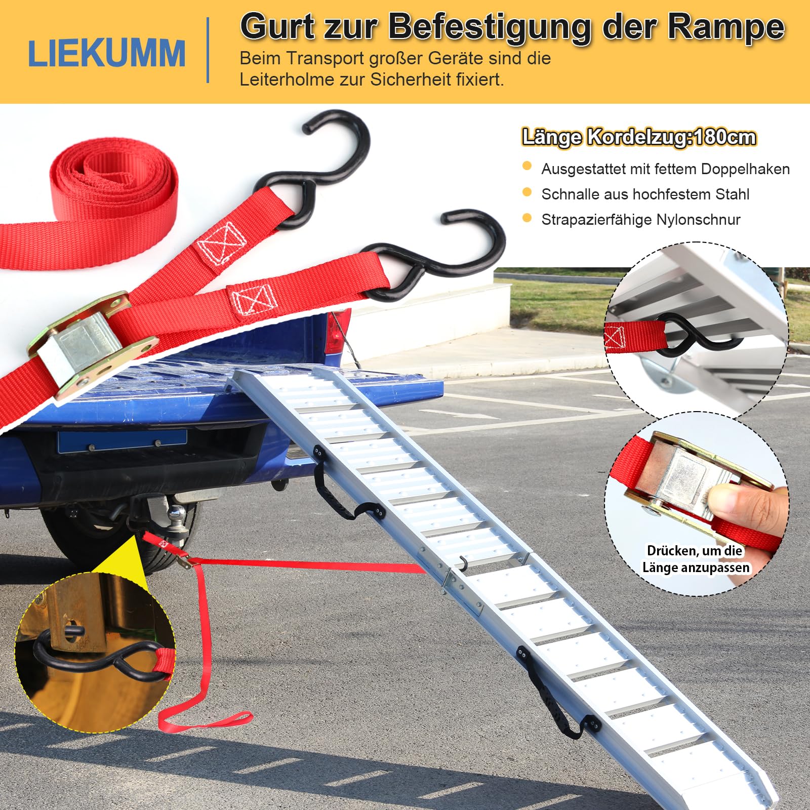LIEKUMM Rampa de Carga de Aluminio de 180 cm, Capacidad de 250 kg, Rampas de Motocicleta para ATV Camión Scooter Quad Cortacésped y Bicicleta Fordirt, Plegable, 1 Pieza, Plateado