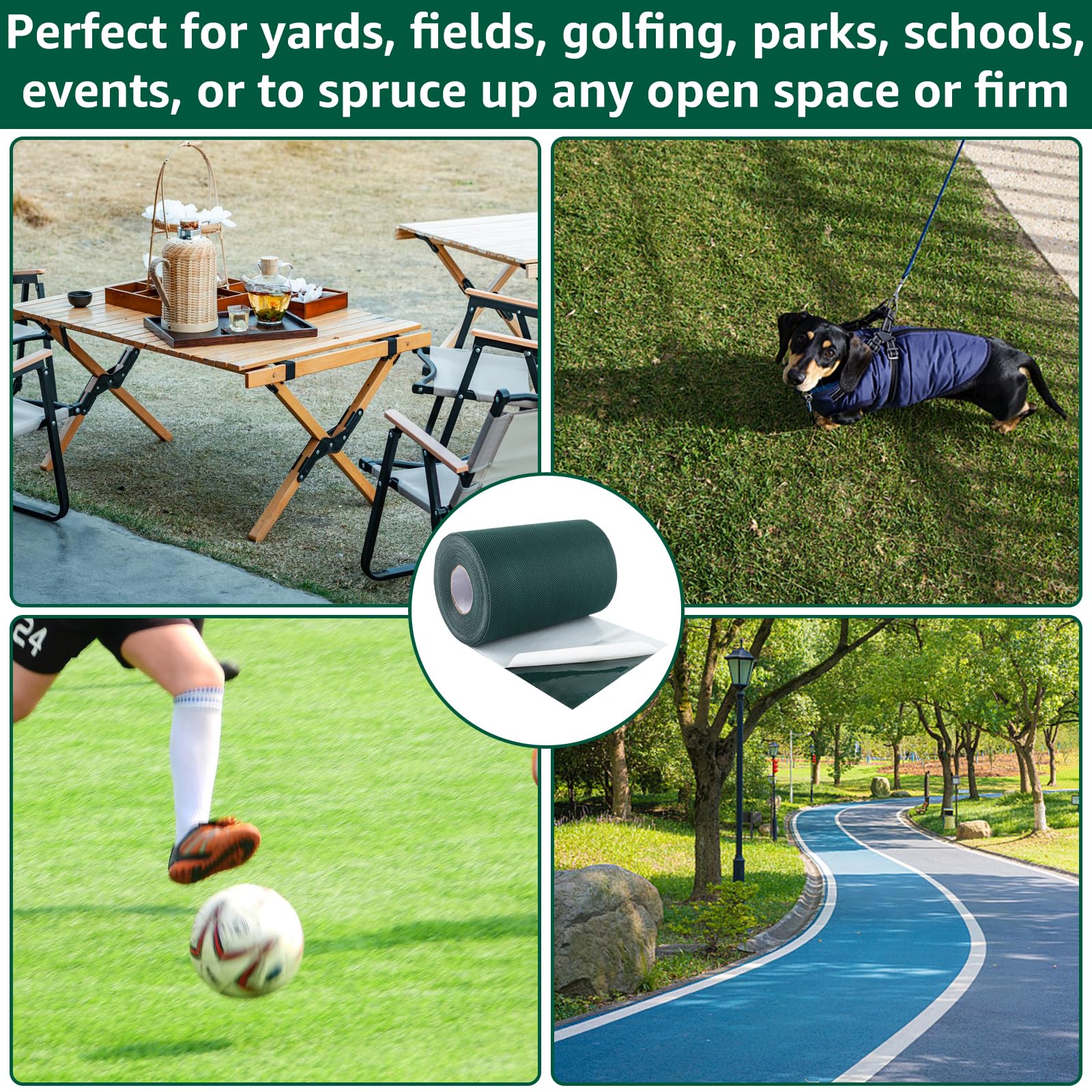 DAJAVE 2 cintas adhesivas para césped artificial, cinta autoadhesiva de 150 mm x 15 m, cinta de césped artificial para conexión, fijación, alfombra de césped verde, conexión de alfombra de césped