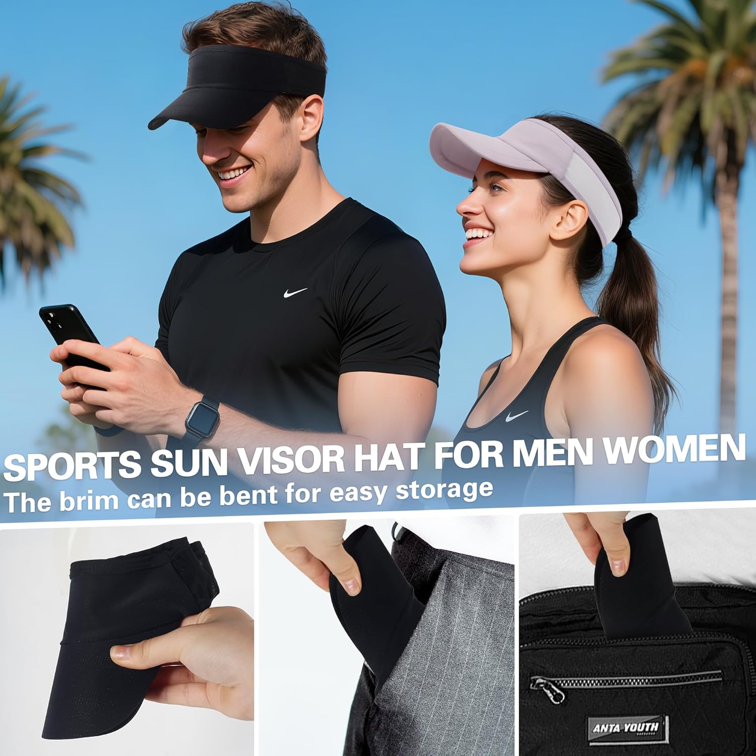 HH HOFNEN Sports Sun Visor Cooling Lightweight Stretchy Packable Running Golf Visor Hat for Men Women - Image 5