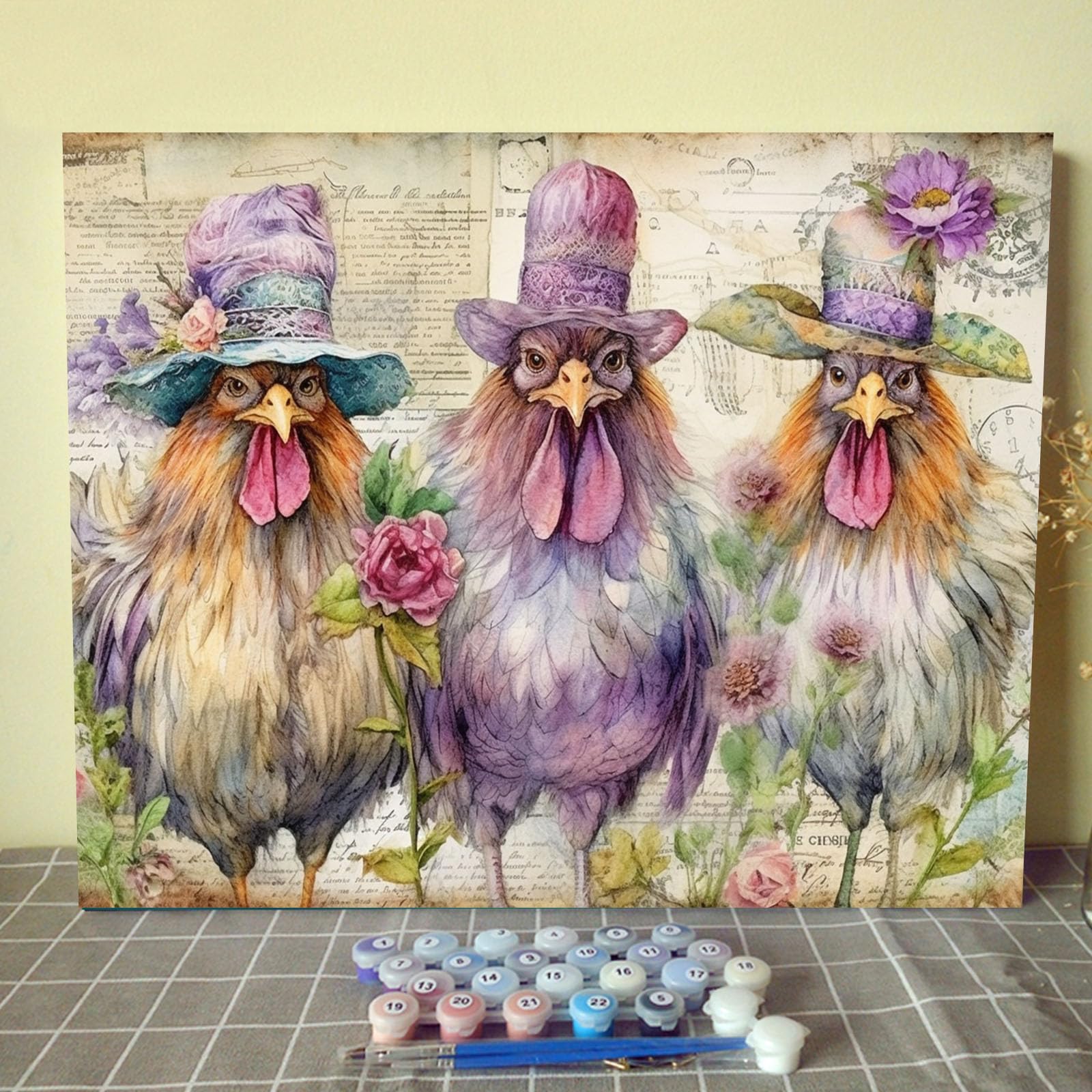 DIY Rustic Chicken Paint by Numbers for Adults Beginner on