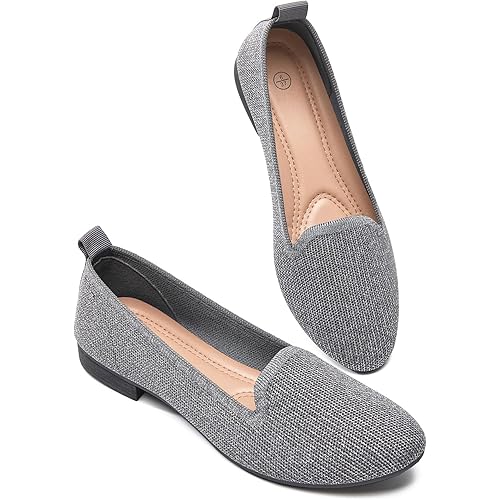BABUDOG Women's Sparkly Flats Shoes Shiny Mesh Loafers Shoes Soft Memory Foam Flats