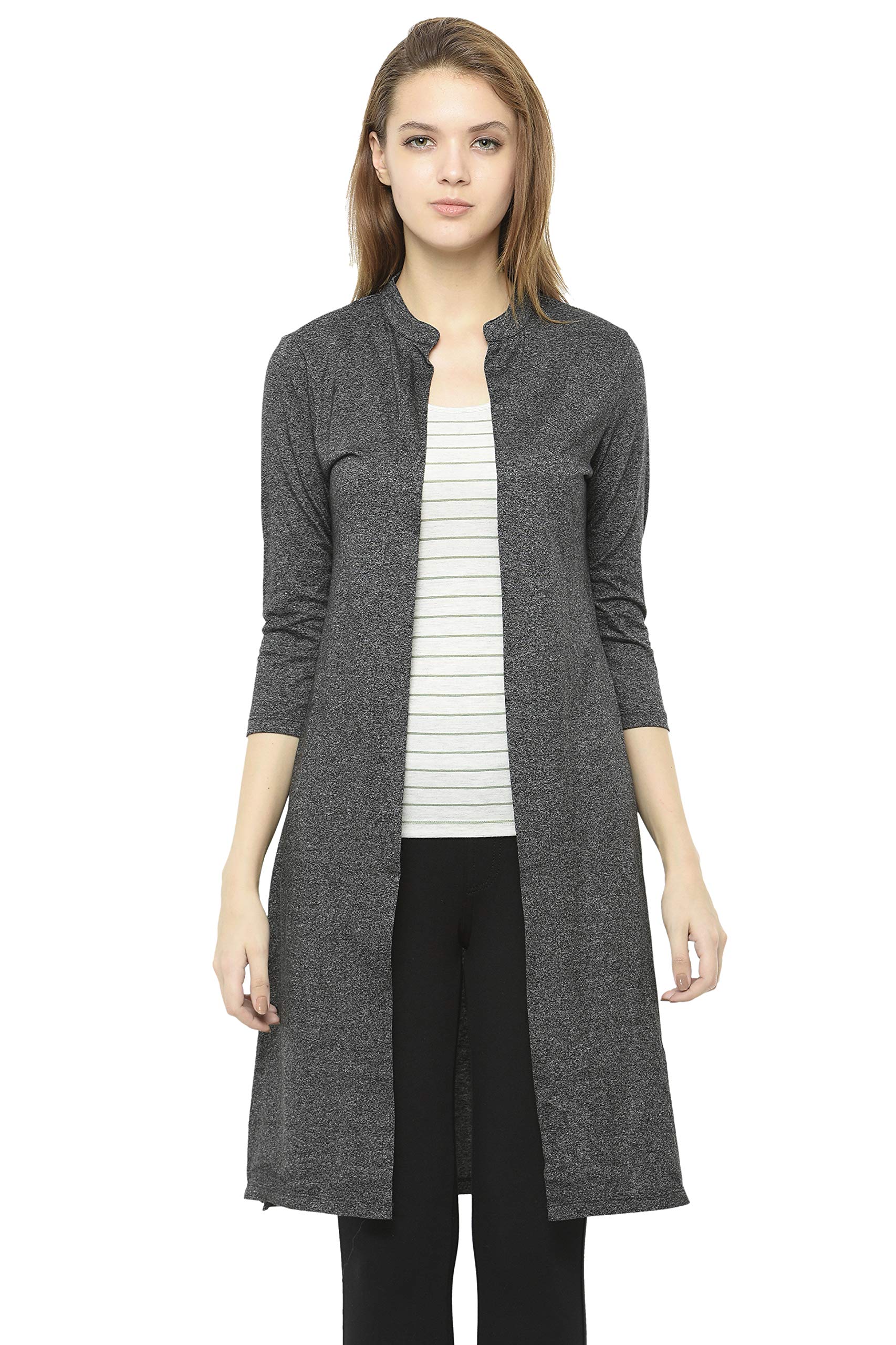 frenchtrendz Womens's Cotton Poly Jaspe Shrug(Black, XS-4XL)-picture-2