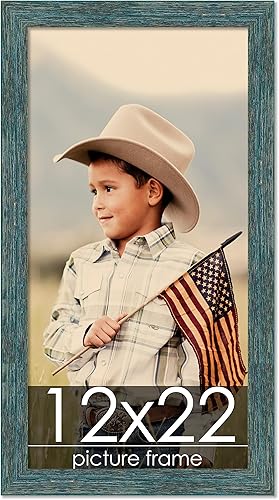 Poster Palooza Marco de fotos de madera maciza envejecida de 12 x 22 pulgadas con plexiglás acrílico UV, parte trasera de tablero de espuma y