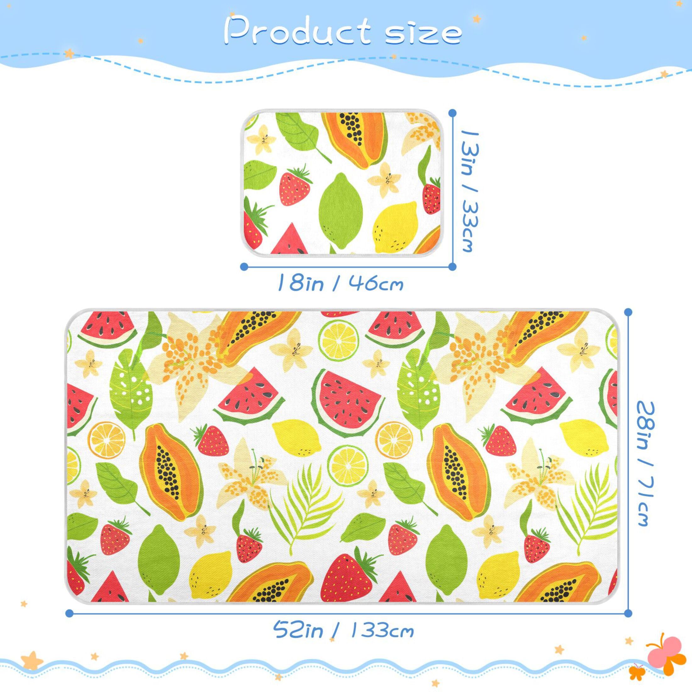Takiito Tropical Fruits Baby Cooling Mattress Pad, Soft & Breathable Cooling Mat Keep Baby Cool in Summer 28x52 in, Nursery Essential