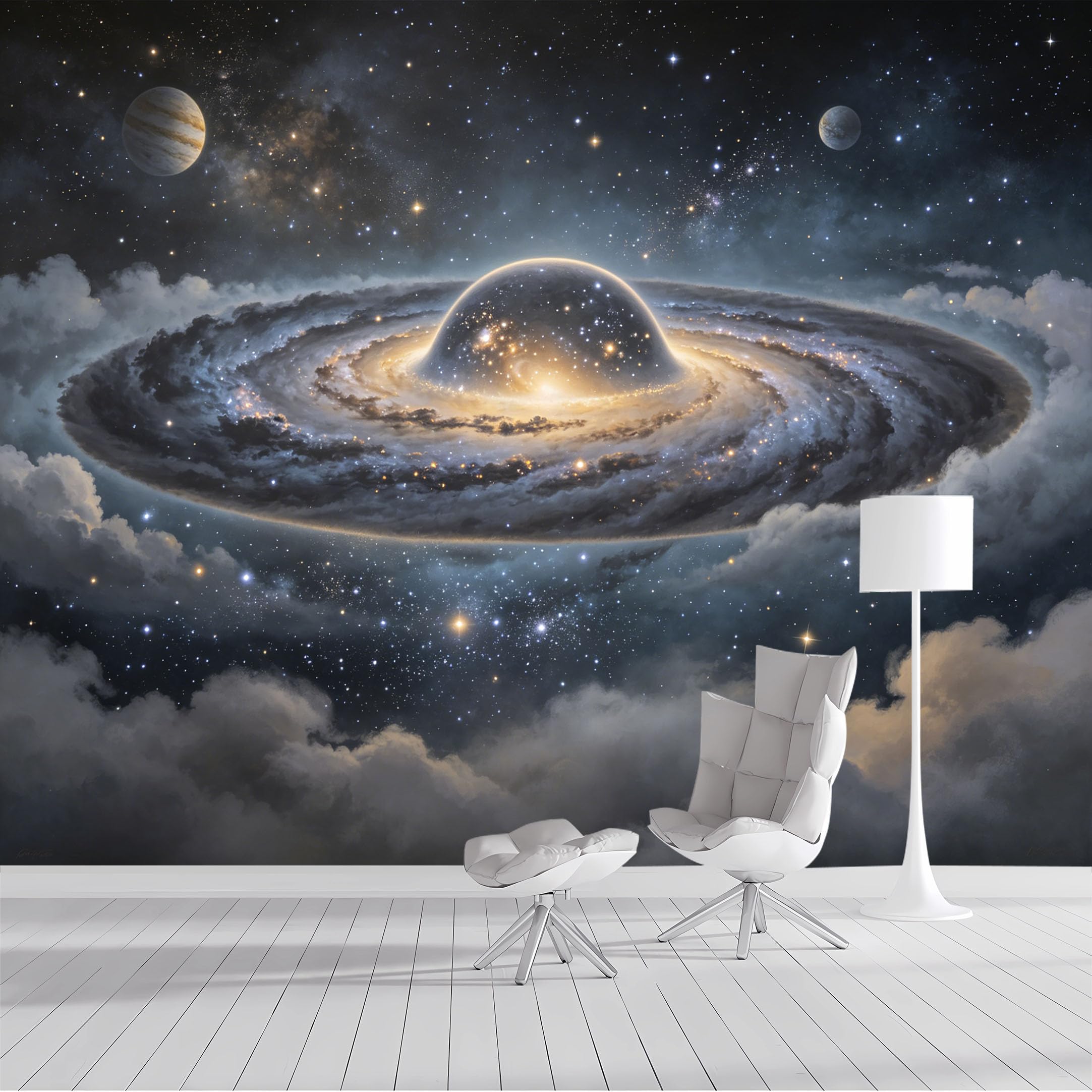 Custom Size Wall Mural Galaxy Nebula Swirl Celestial Space Planets Cosmic Atmosphere Watercolor SelfAdhesive Wall Fabric Removable Peel and Stick Wallpaper for Living Room Bedroom Bathroom